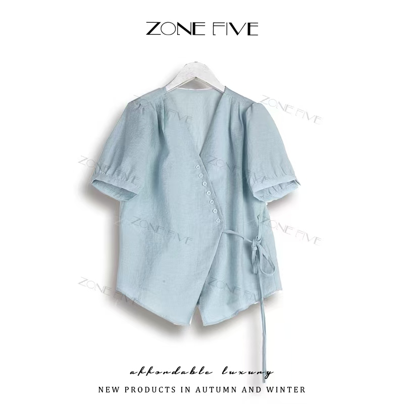 zonefive新款夏季束腰衬衫不规则ins设计风