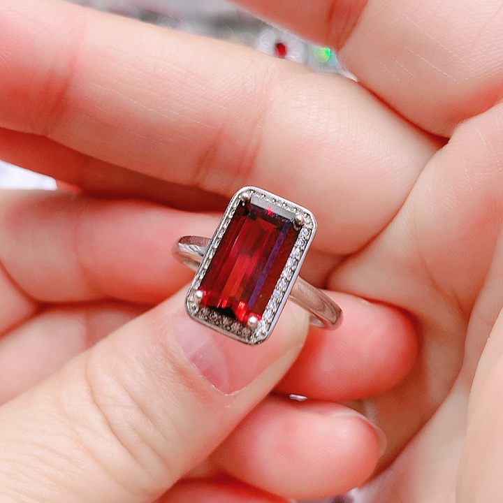 石榴石戒指银S925镶嵌
