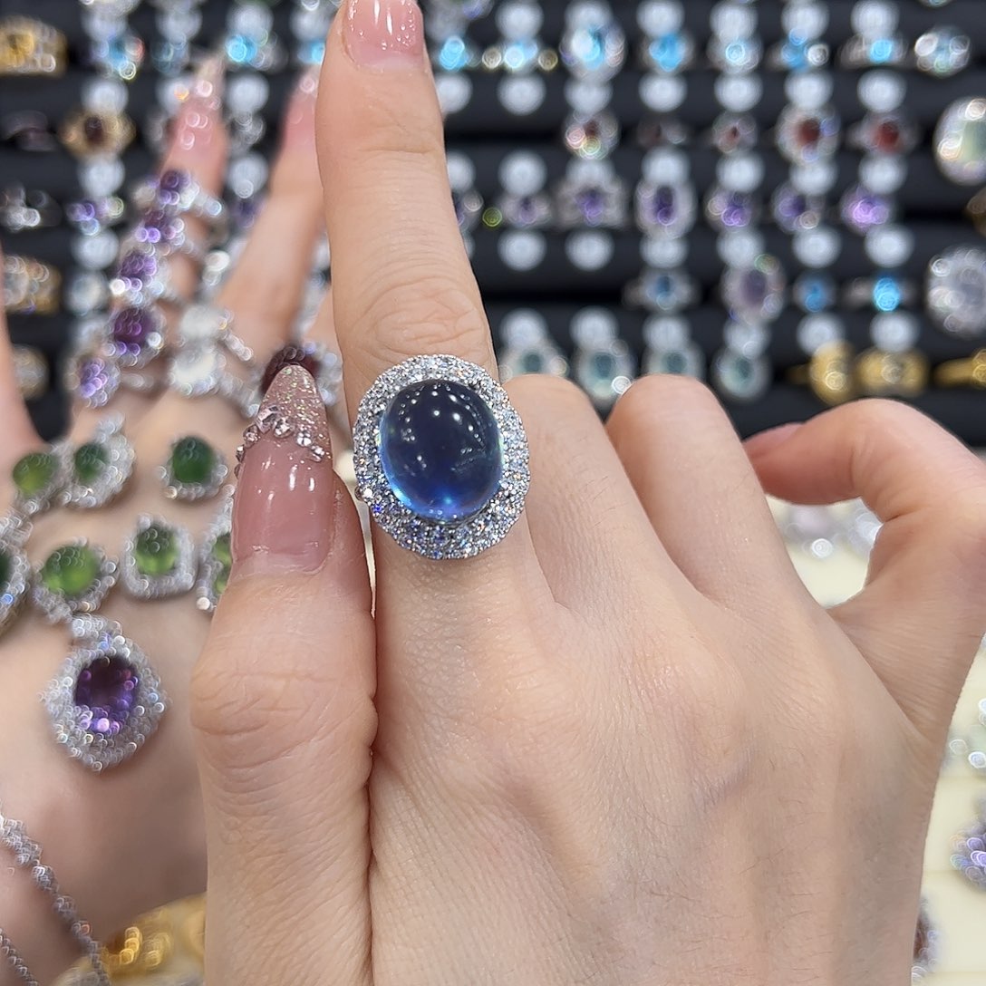 岫玉银S925镶嵌戒指塞****娜