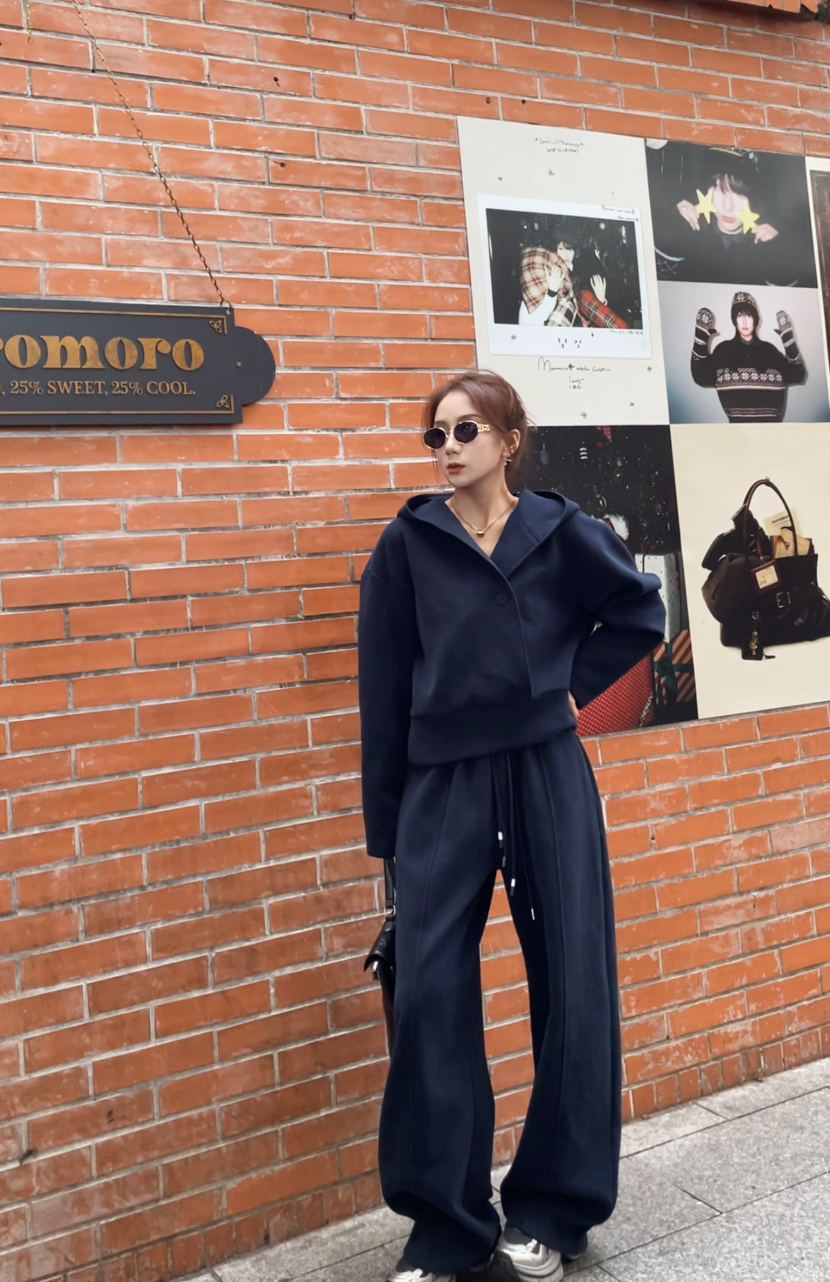 L.L2025新款加绒加厚时尚设计气质极简帽衫套装#833030