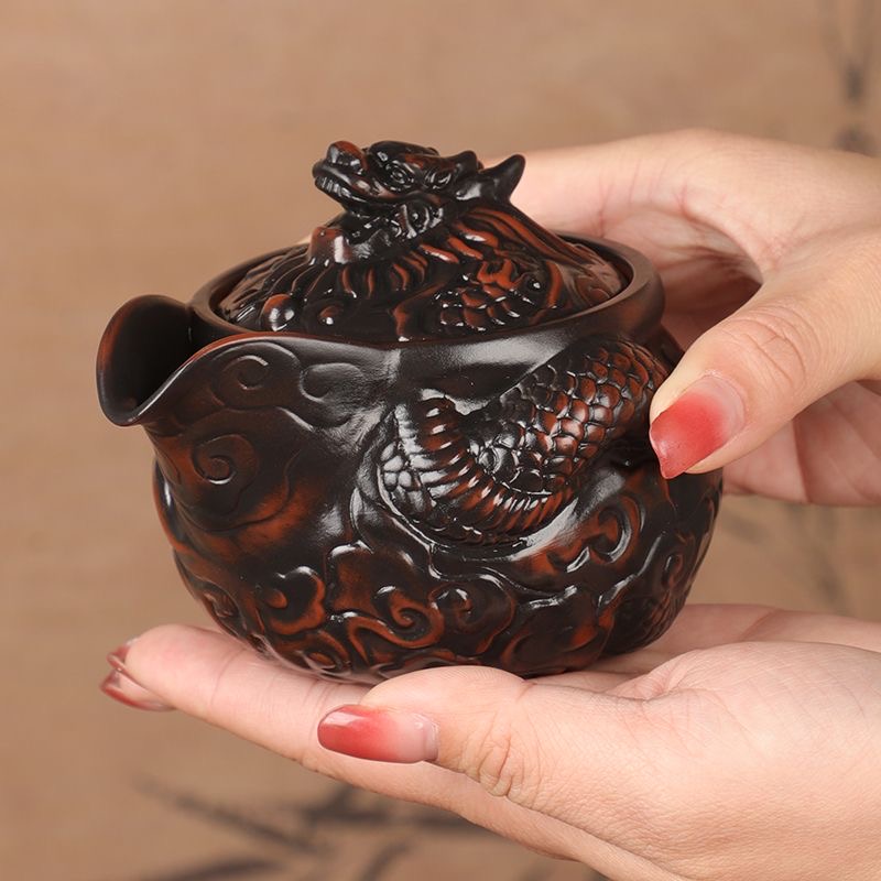 紫陶全手工祥龙手抓壶-220ccZBL01