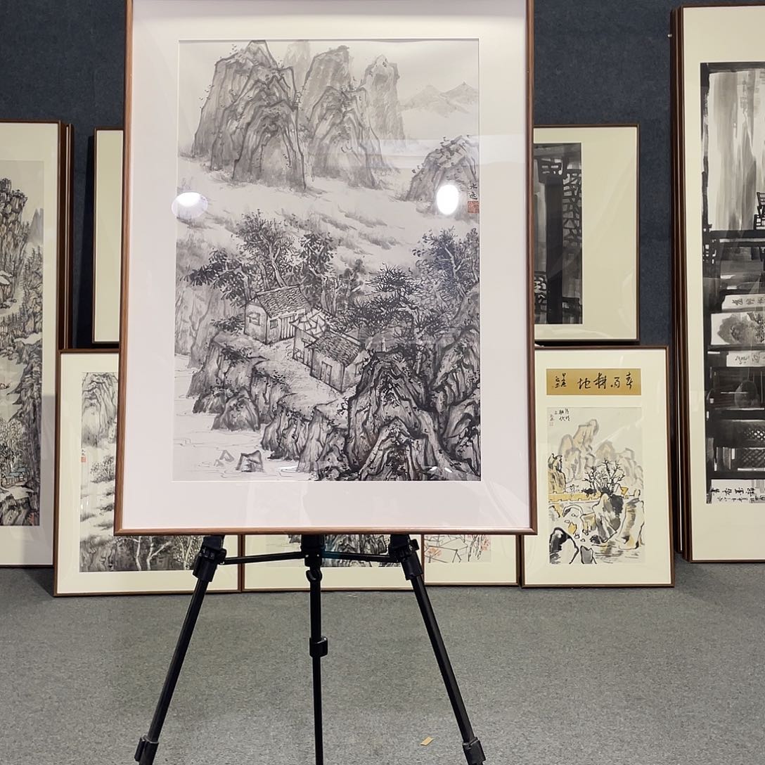 国画手绘画作品带框发货