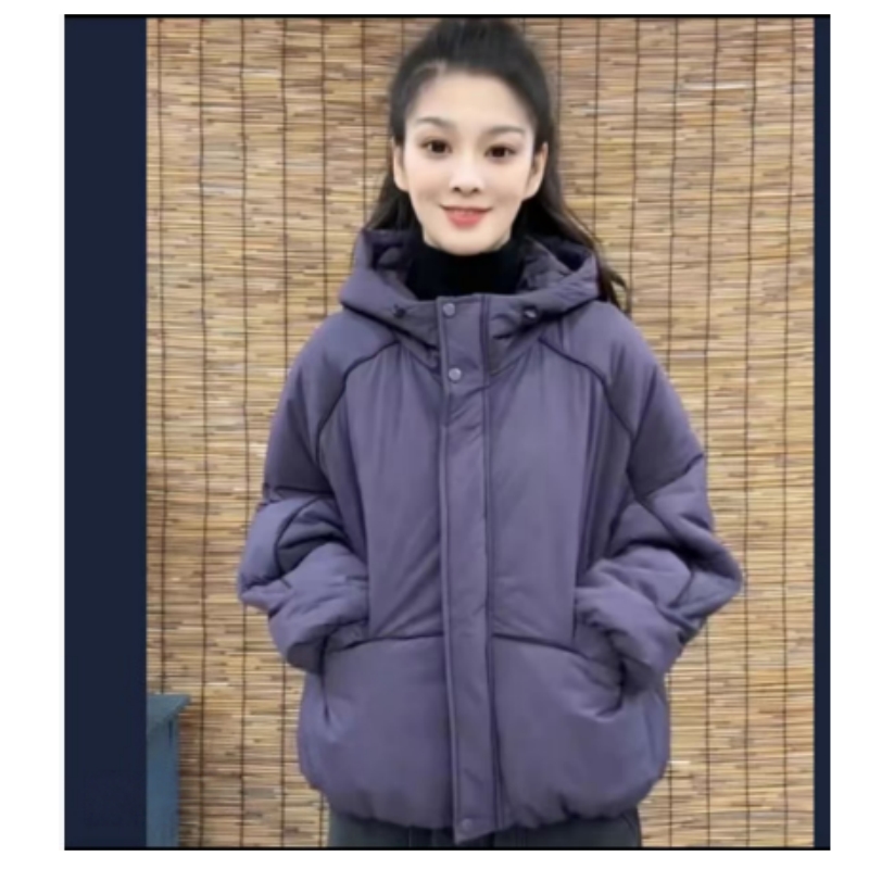 A01冬季纯色立领短款棉服U宽松拼接厚款休闲韩版简约显瘦外套女