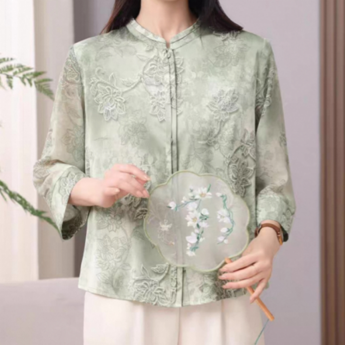 2025春夏新款时尚国风七分袖开衫夏季小衫宽松新中式中国风