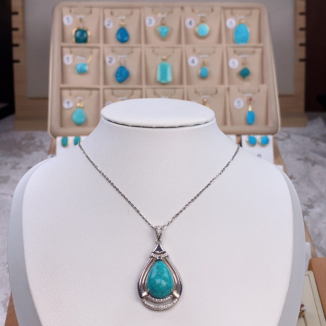 绿松石颈饰银S925镶嵌