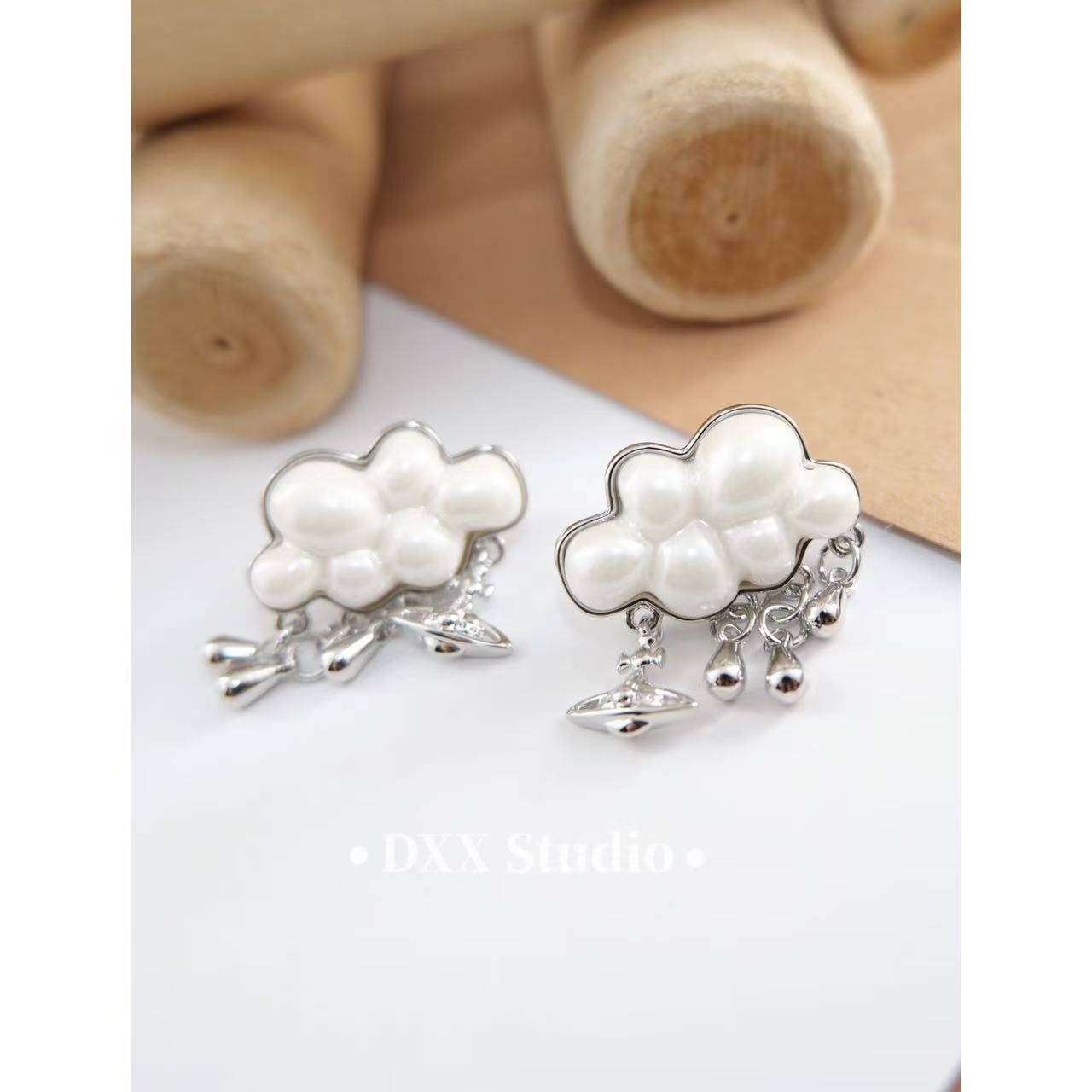 铜合金锆石耳饰 小众设计云朵设计师款耳饰45593