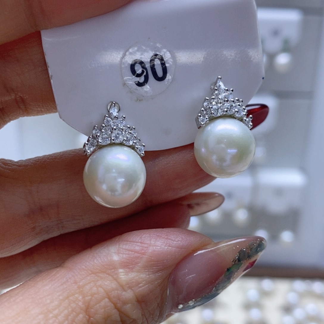淡水珍珠耳饰银S925镶嵌