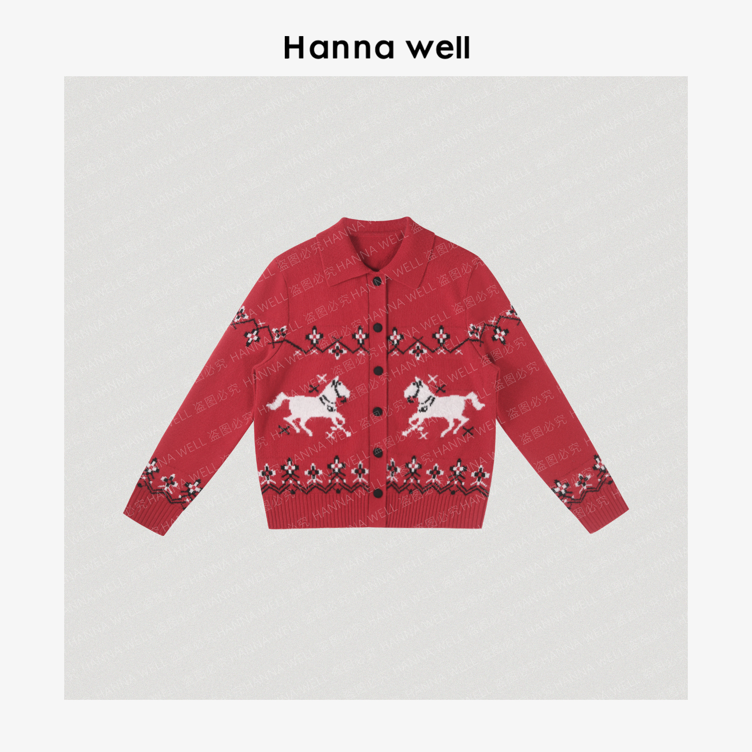 妞墩自制【马到成功】E*DS翻领费尔岛提花毛衣 MY512659