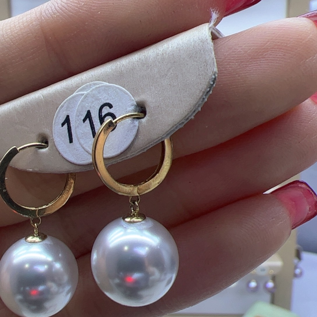 淡水珍珠耳饰18K金镶嵌