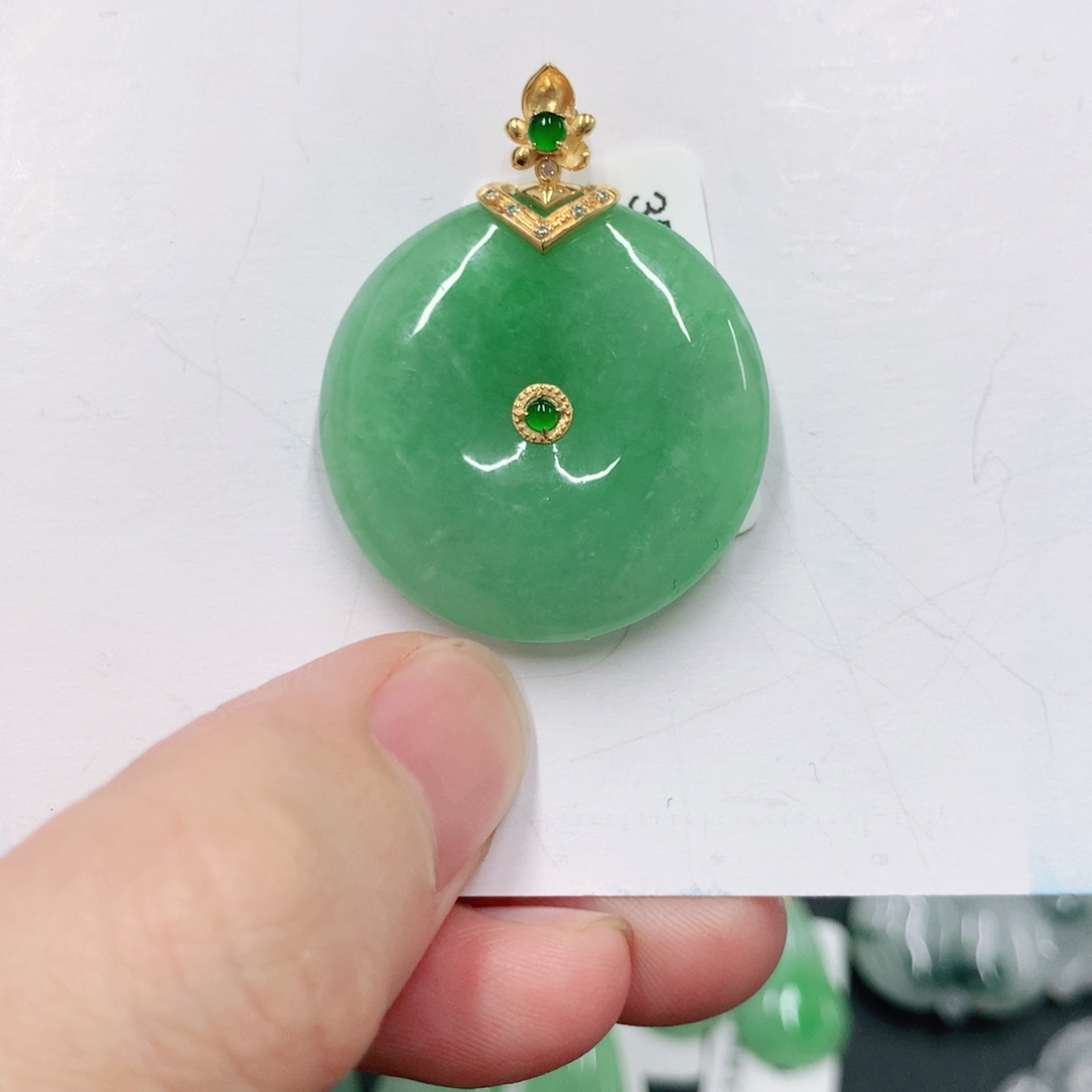 翡翠颈饰18K金镶嵌121212121212