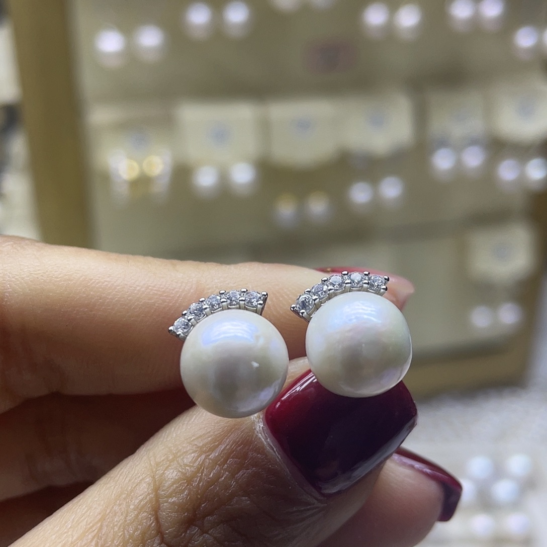 淡水珍珠耳饰银S925镶嵌