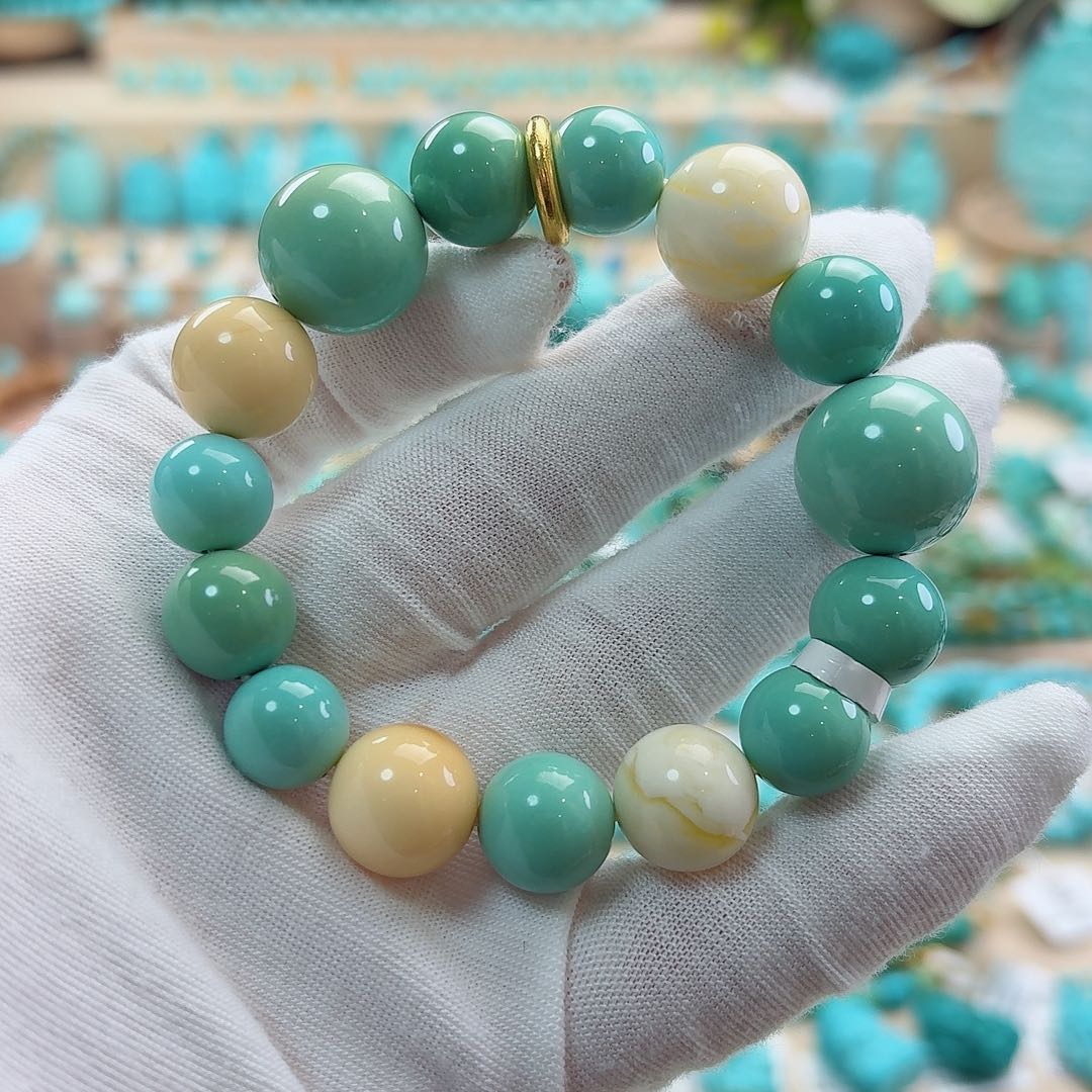 绿松石18K金镶嵌珠宝奇石