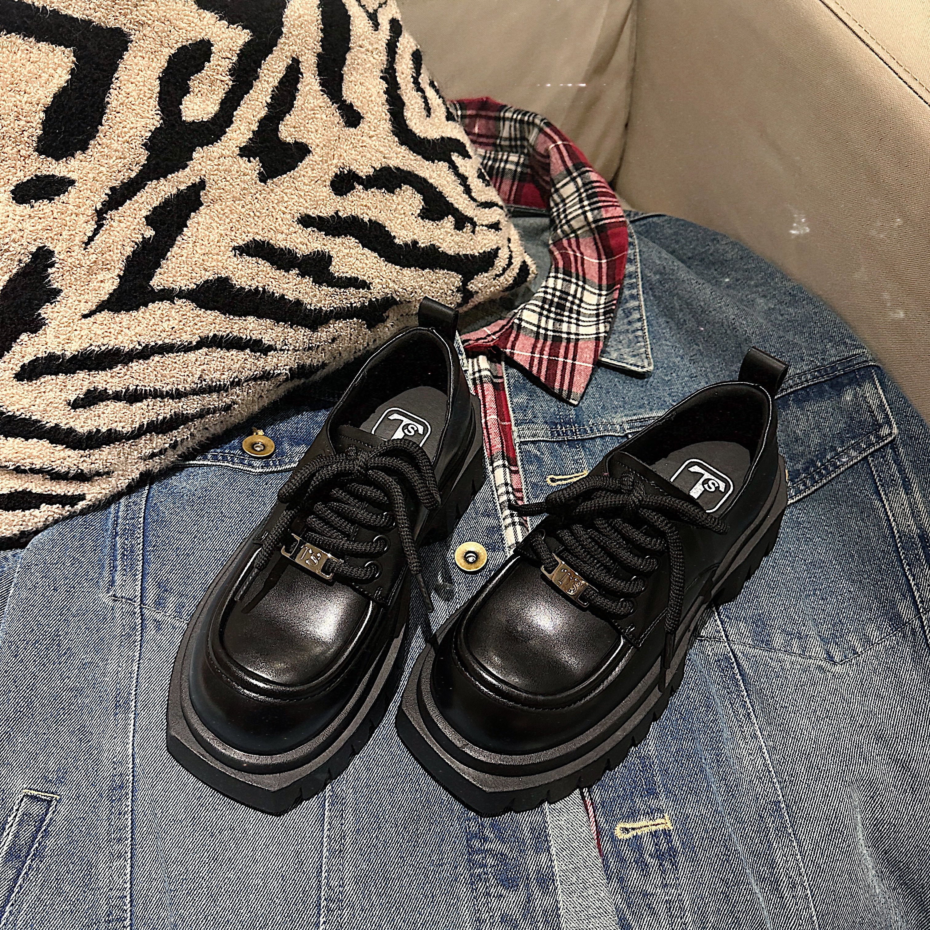 TS单鞋2024秋季新款英伦风厚底增高时尚百搭高级感玛丽珍乐福鞋