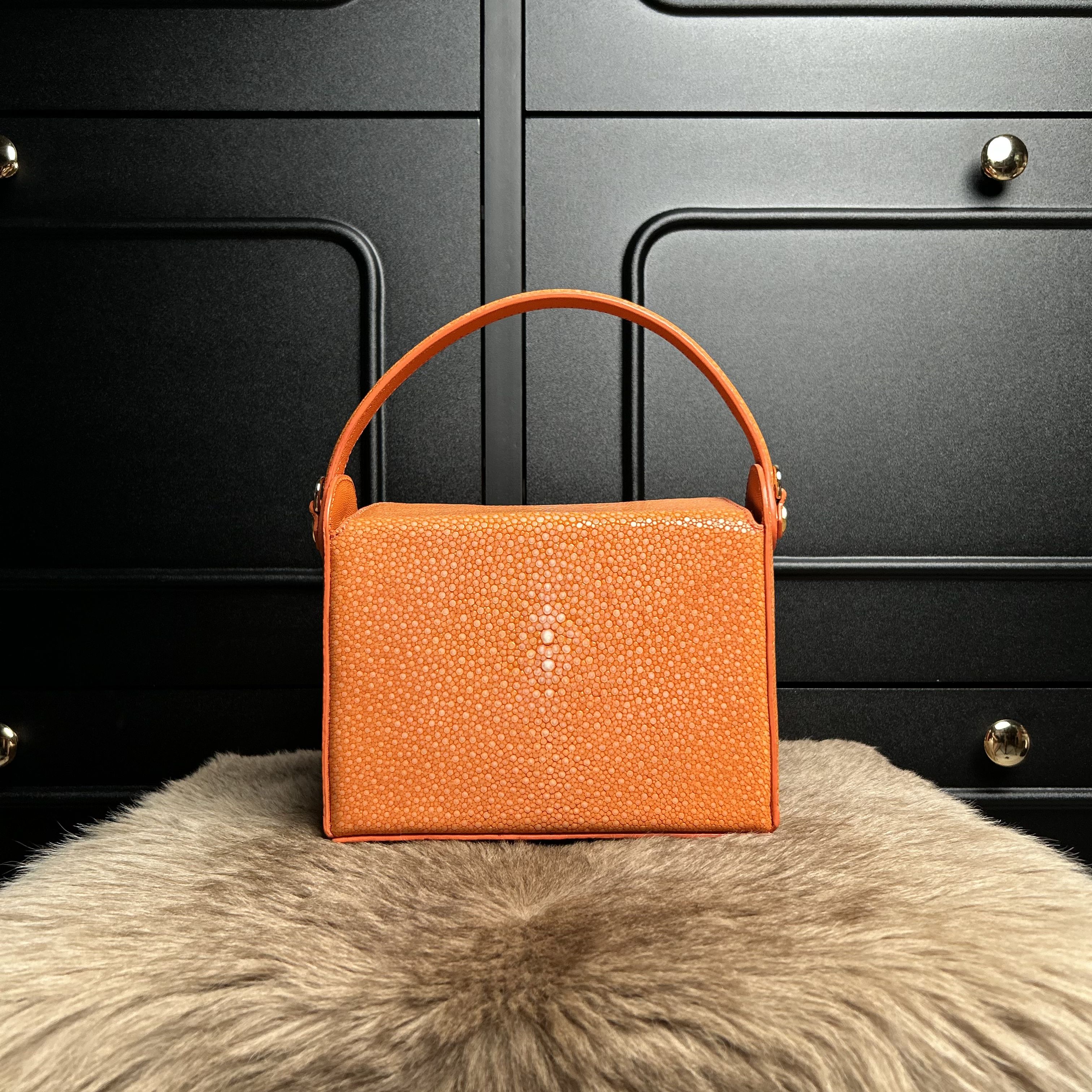 深海珍珠鱼皮女包简约时尚百搭女士鱼皮手提单肩斜挎包气质包包