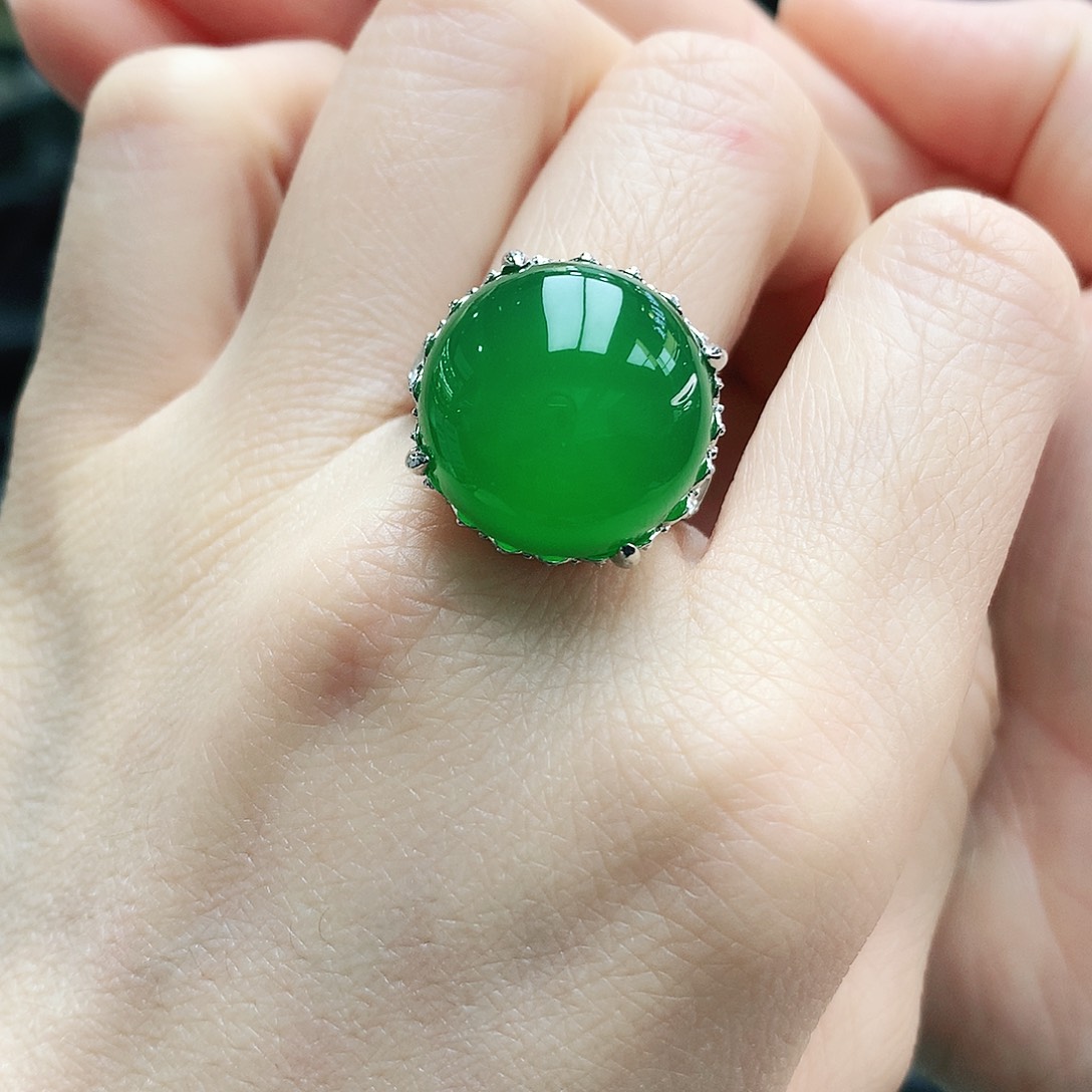 玛瑙/玉髓戒指银S925镶嵌