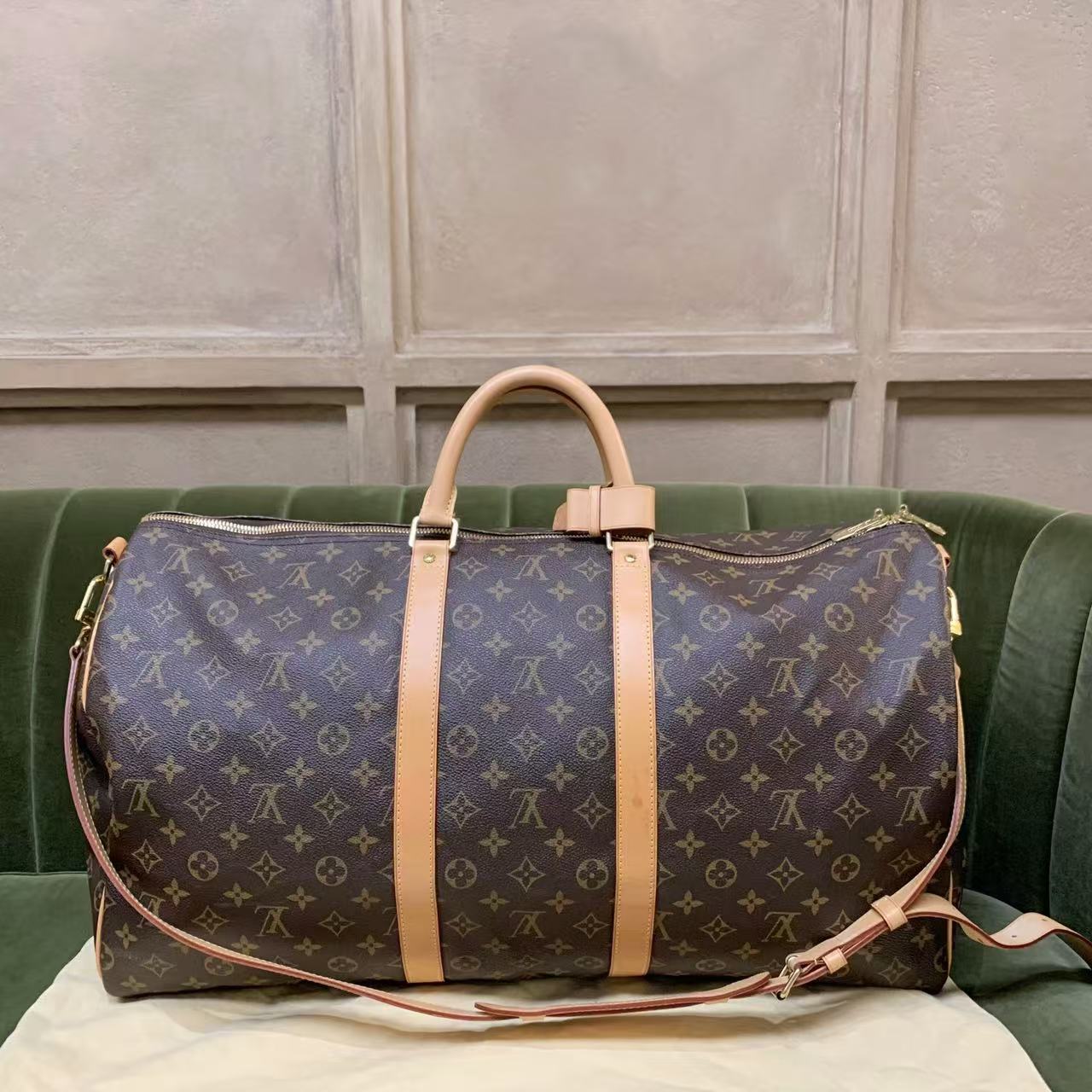 99新 LouisVuitton/路易威登 壹臻/旅行袋老花55有肩带 99974320