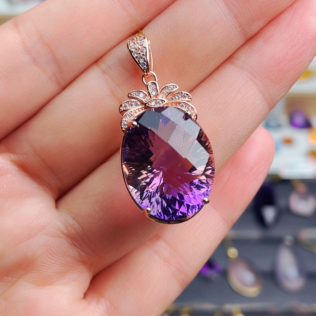 水晶银S925镶嵌颈饰天然保真