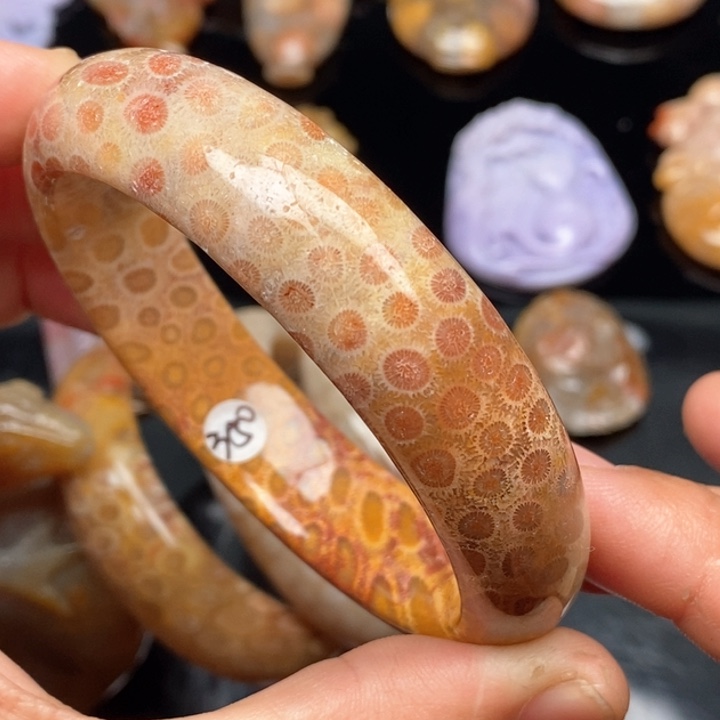 硅化珊瑚（珊瑚玉）手镯钛钢60:6