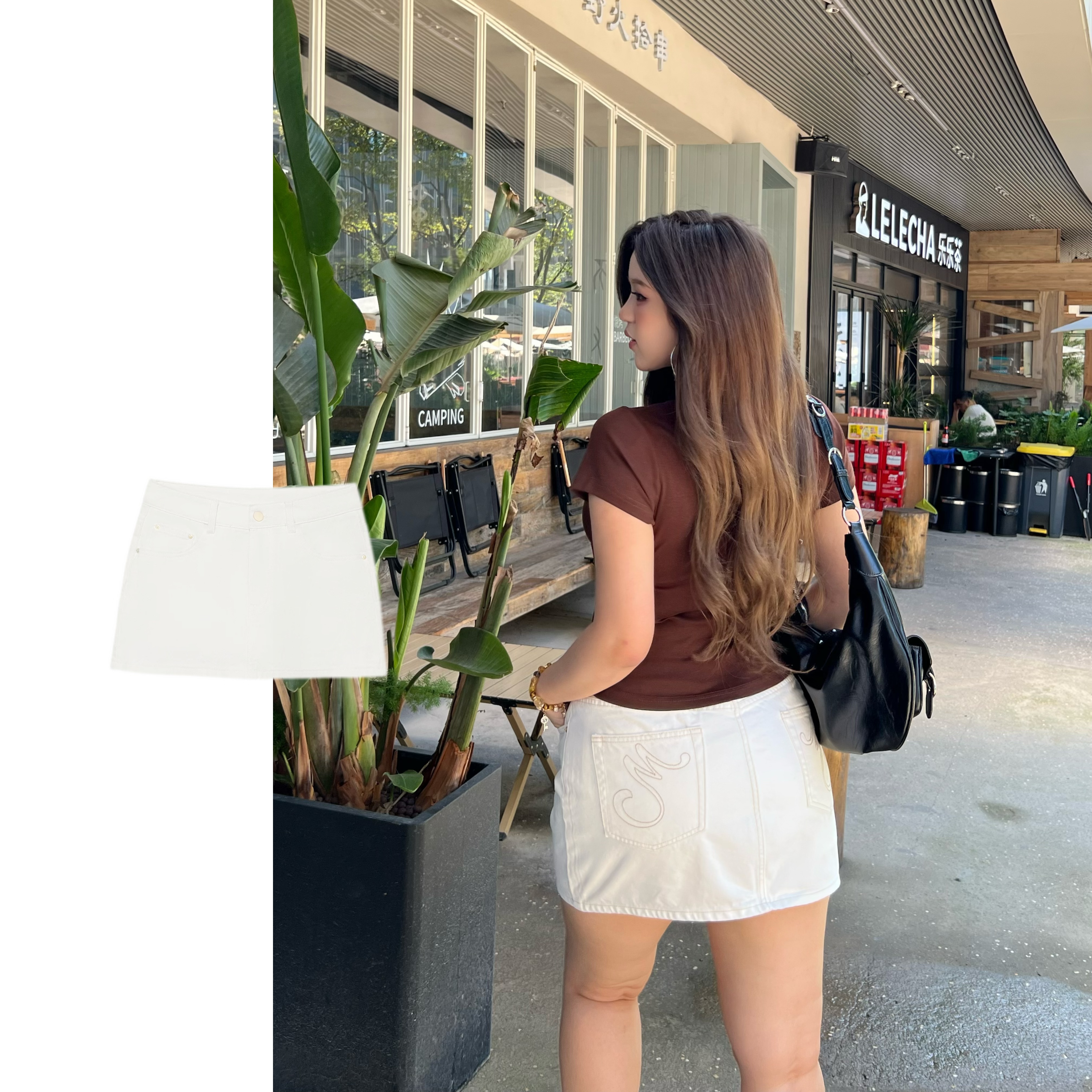 卤蛋公主【纯白日记】大码胖mm白色牛仔短裙夏季新款百搭半身裙女