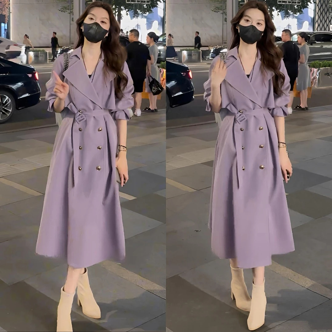 春秋显瘦长袖时尚英伦风大衣外套女中长款高级感气质休闲宽松风衣