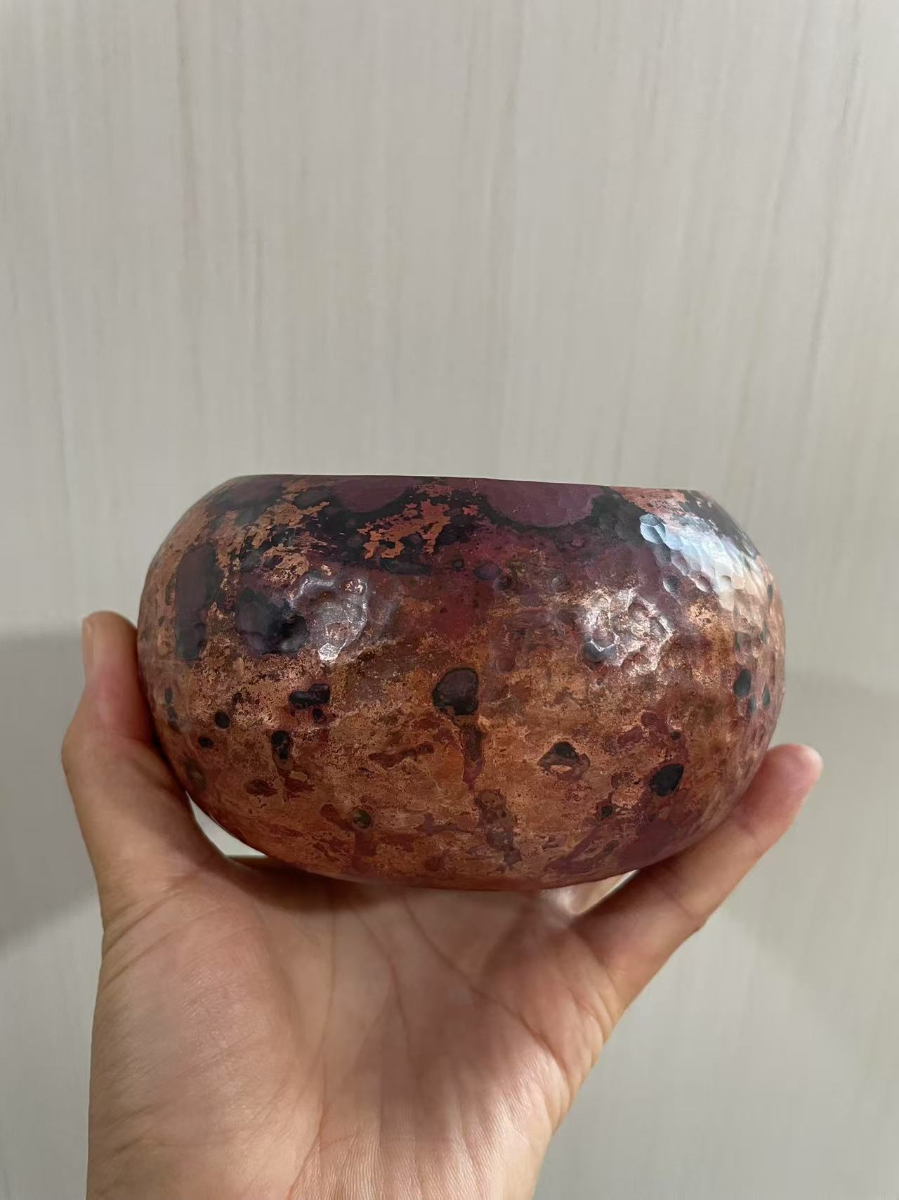 紫铜建水手工茶渣罐纯手工一张打