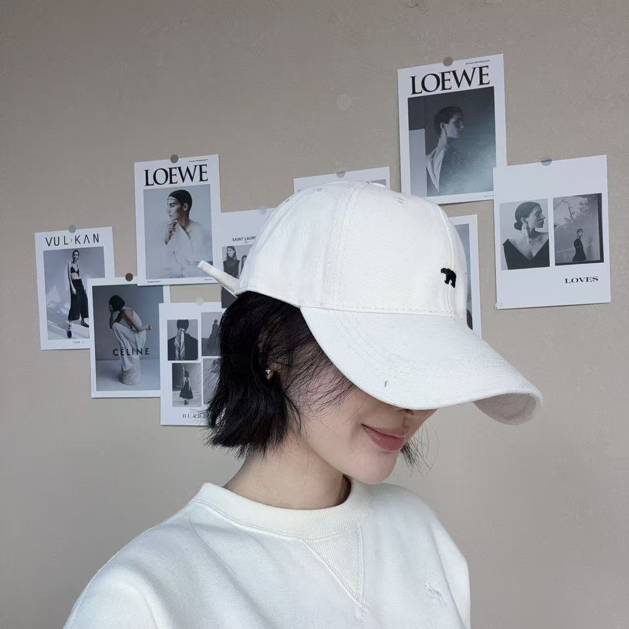 美式灰色棒球帽女2025新款软顶北极熊鸭舌帽男显脸小遮阳防晒帽子