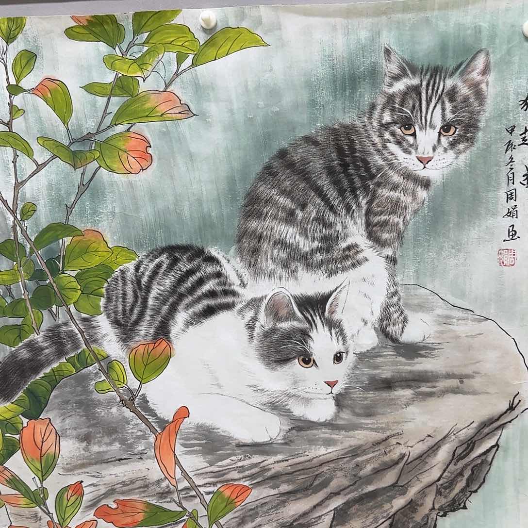 国画尺寸70X70手绘作品 