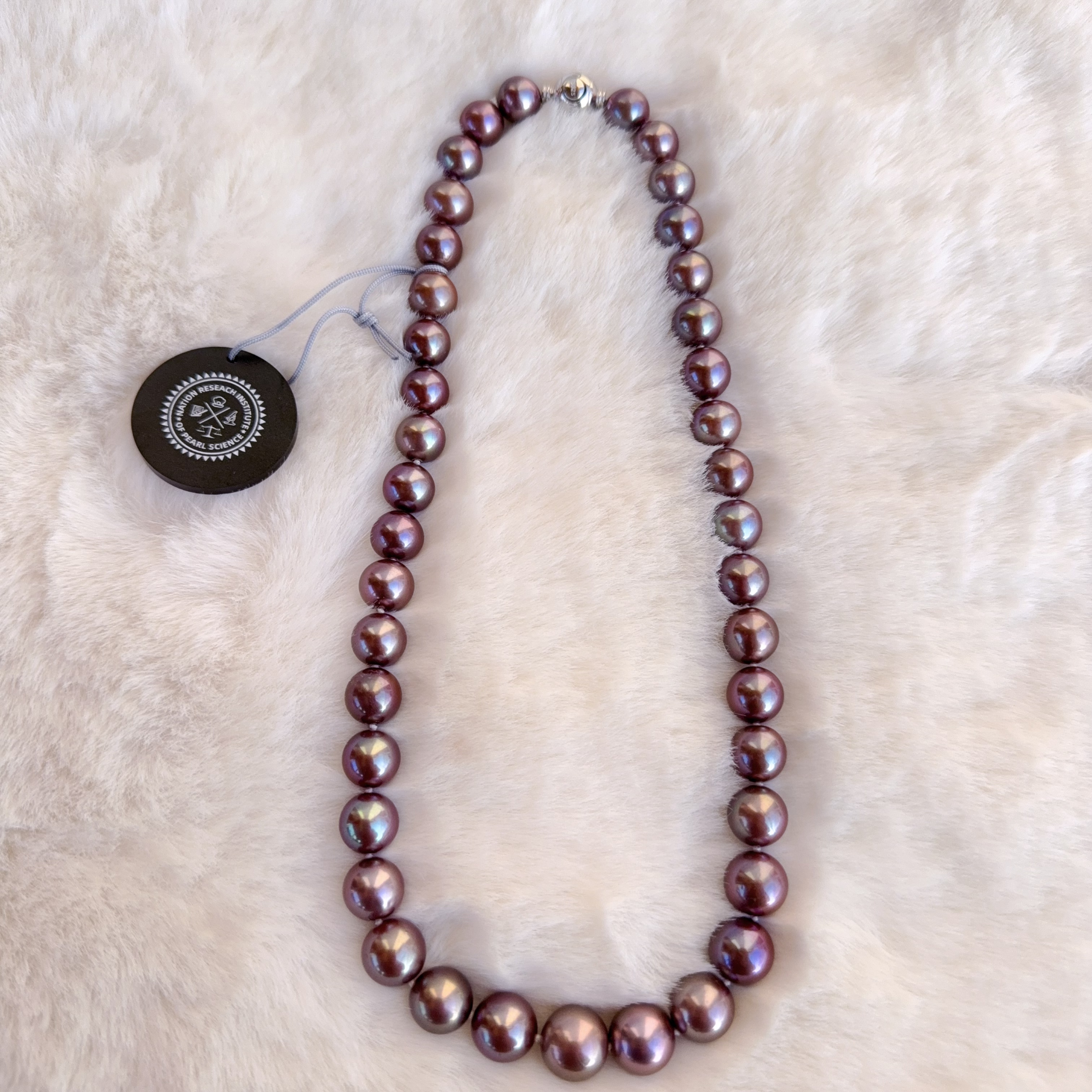 【船长甄选】S925银 淡水（戴安娜）紫珠项链（带大证）9-12mm