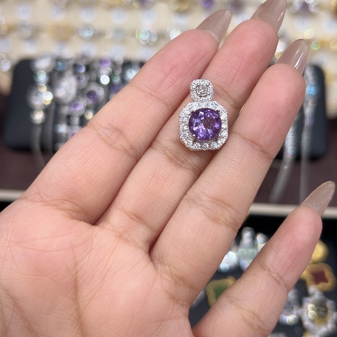 紫晶吊坠(不含链)银S925镶嵌7**W