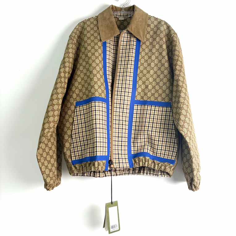 99新 GUCCI/古驰 48码 两面穿满印纯棉夹克 99新带吊 bz0956