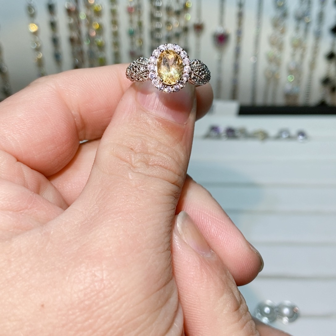 绿水晶戒指银S925镶嵌