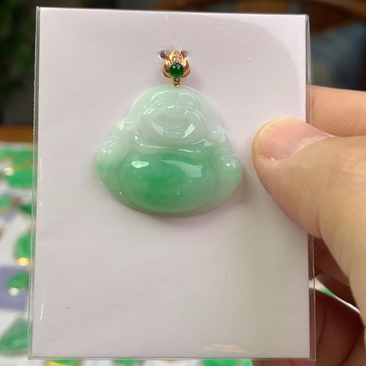 翡翠18K金镶嵌颈饰翡翠翡翠吊坠