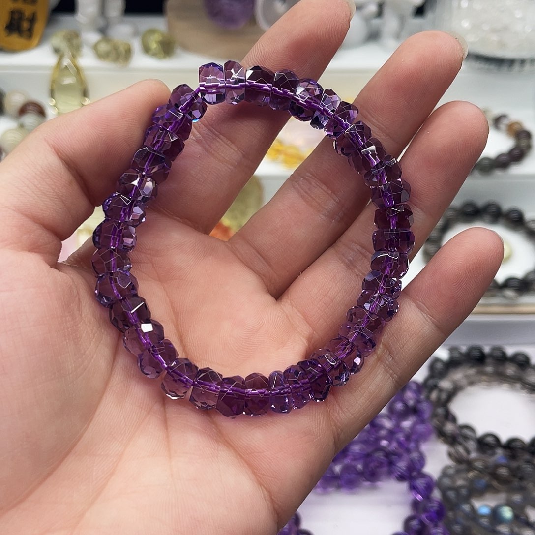 水晶手串未镶嵌纯天然巴西紫水晶手串