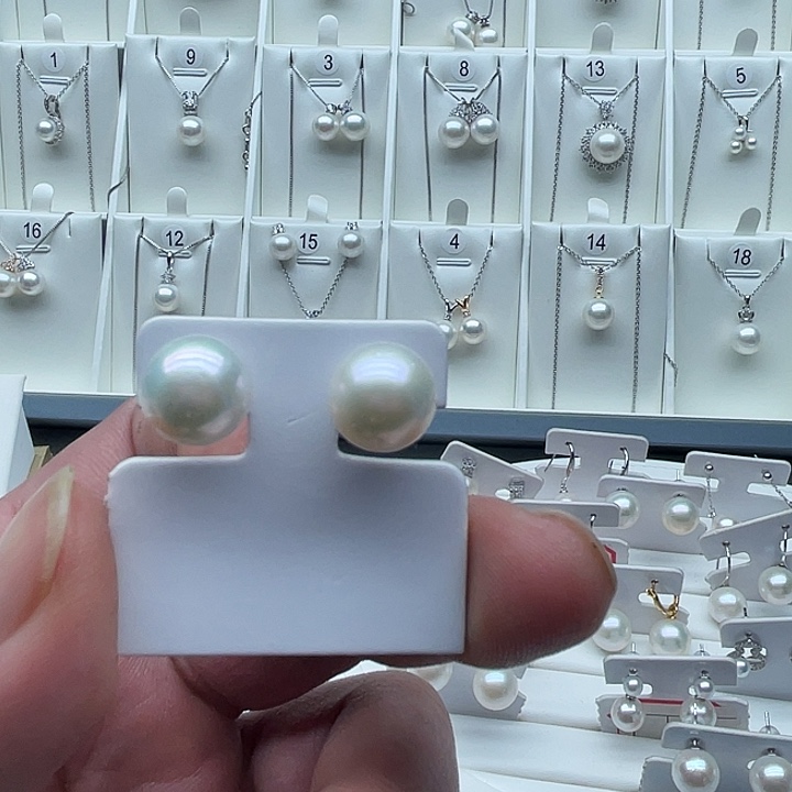 淡水珍珠耳钉银S925镶嵌