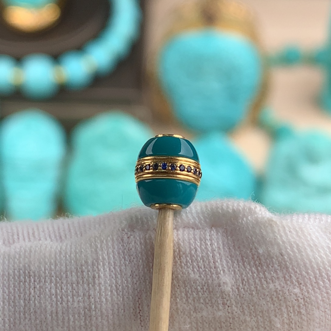 绿松石汉堡珠卡718K金镶嵌