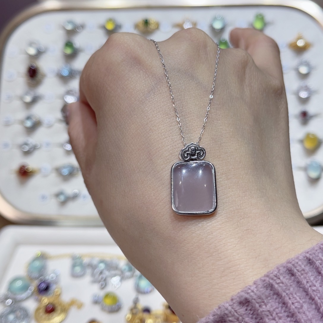 岫玉戒指银S925镶嵌戒指