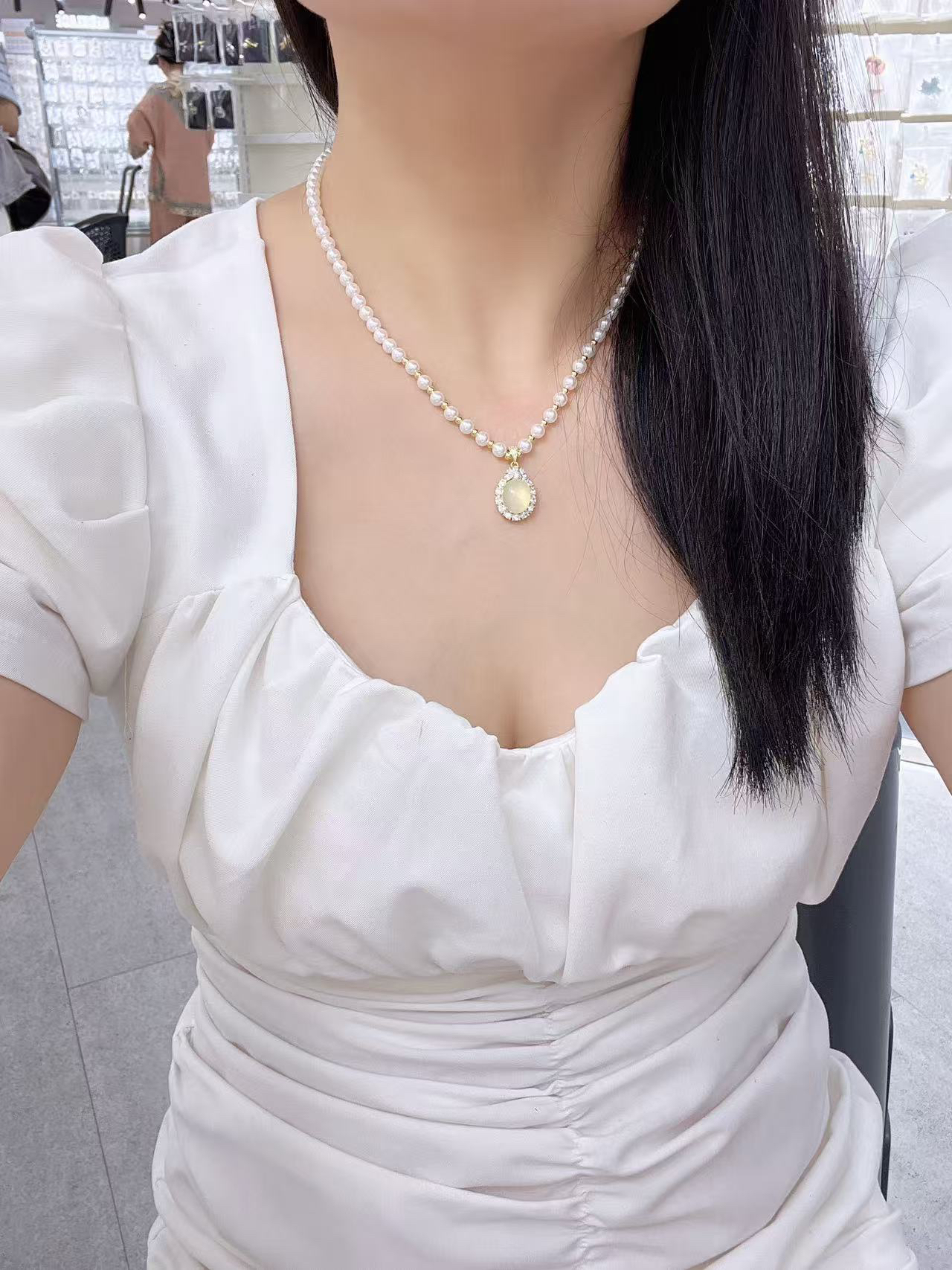 铜合金仿珍珠项链 范小姐自留款高端水滴珠珠项链