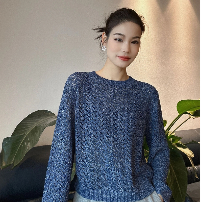 AMASS/阿玛施新款质感时尚潮流百搭休闲高级镂空针织衫5399693