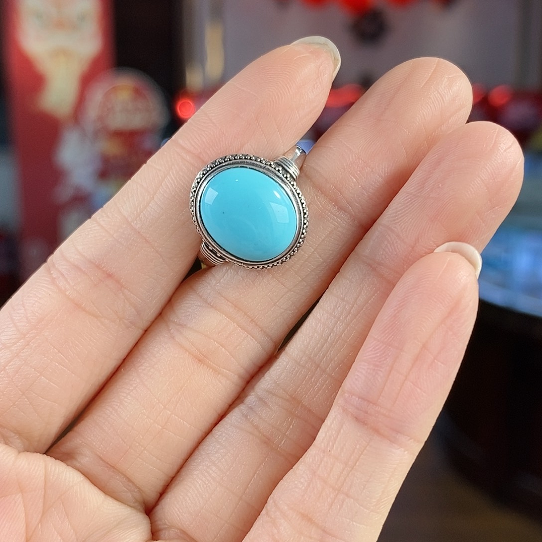 逗***糖绿松石银S925镶嵌珠宝奇石