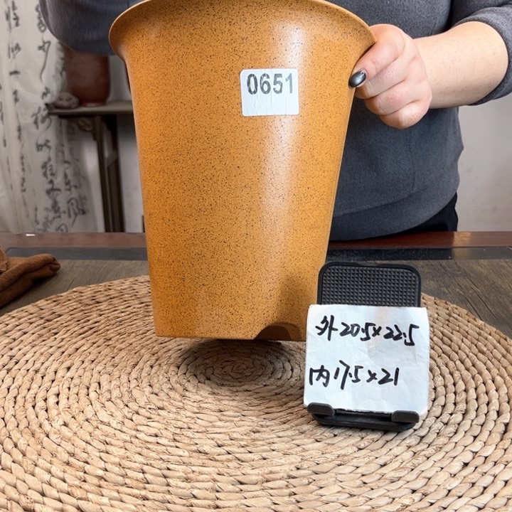 紫砂花盆柴烧圆斗笠0651