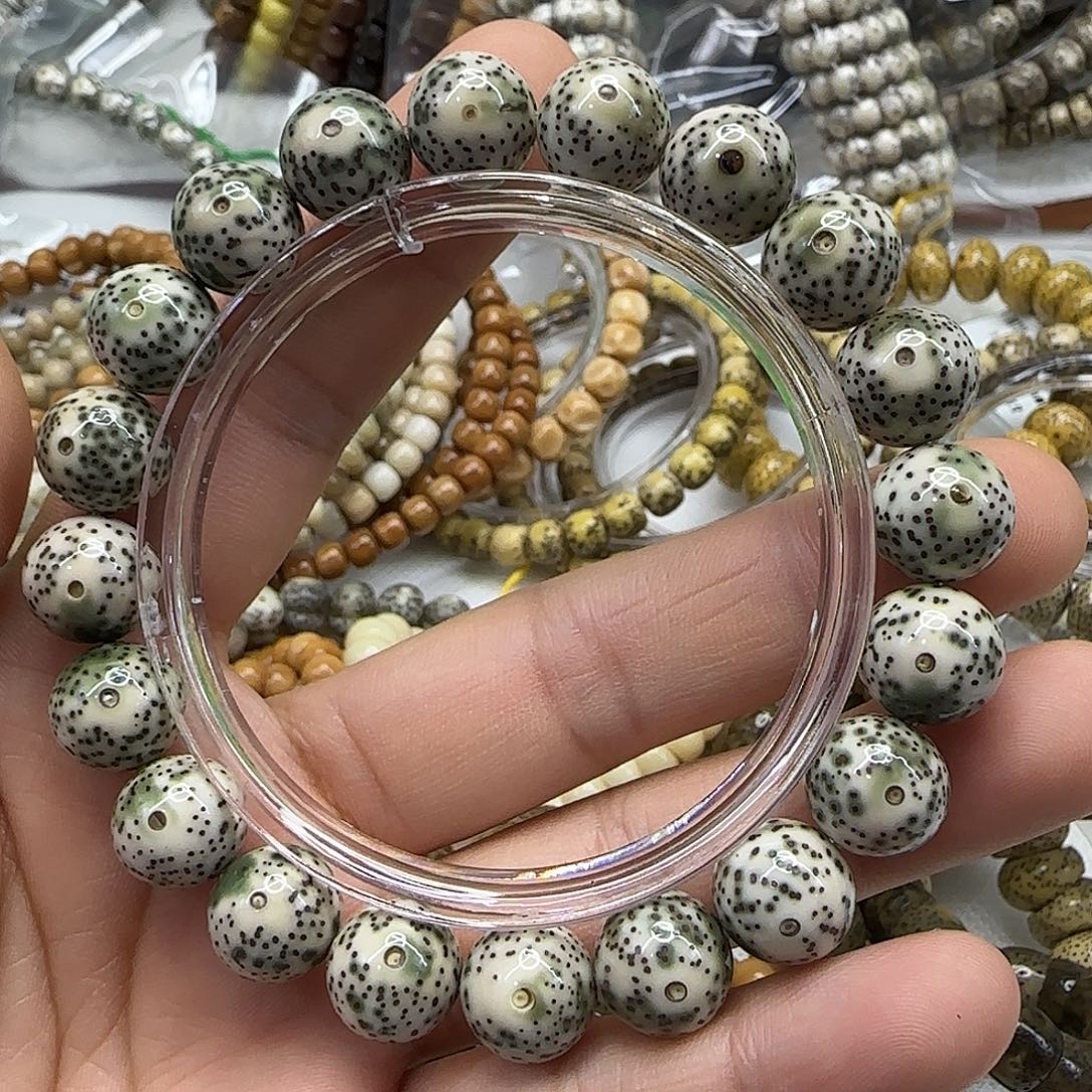 星月菩提手串10骨瓷白星月12圆单圈