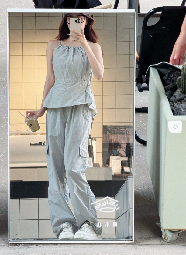 HiFairy·韩版夏新设计感工装裤套装女收腰无袖吊带两件套潮