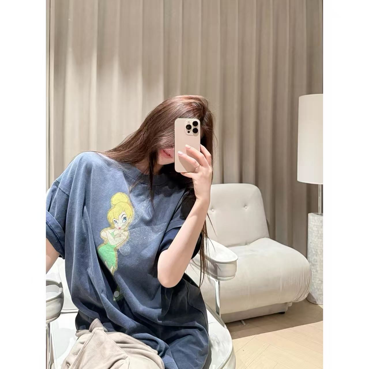 徐秋阳 奇妙仙子 布灵花仙子小精灵印花水洗蓝短袖15613唐装