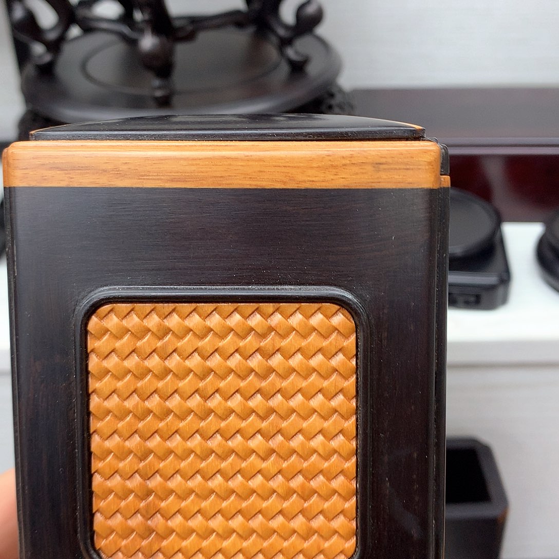 藤类紫光檀茶叶罐