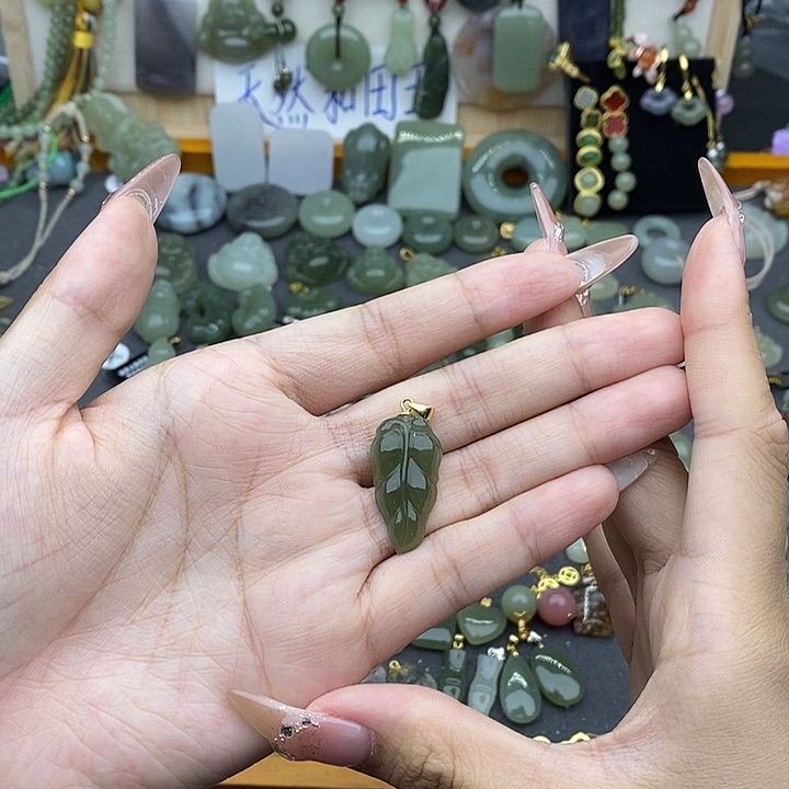 和田玉银S925镶嵌吊坠(不含链)