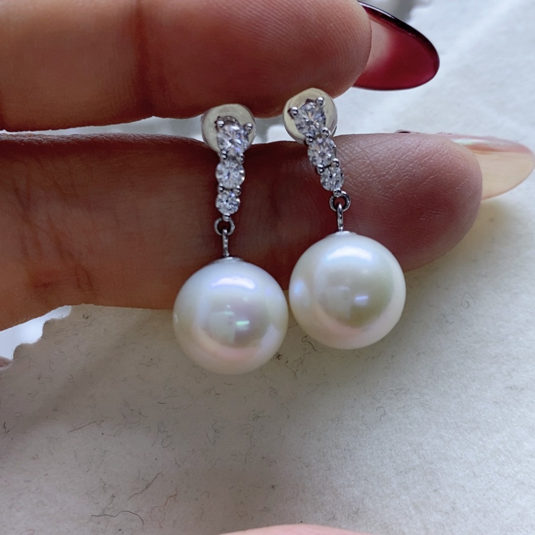 淡水珍珠耳饰银S925镶嵌