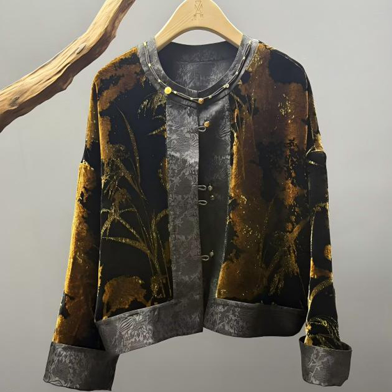 墨枝 双面穿真丝丝绒外套S900C140