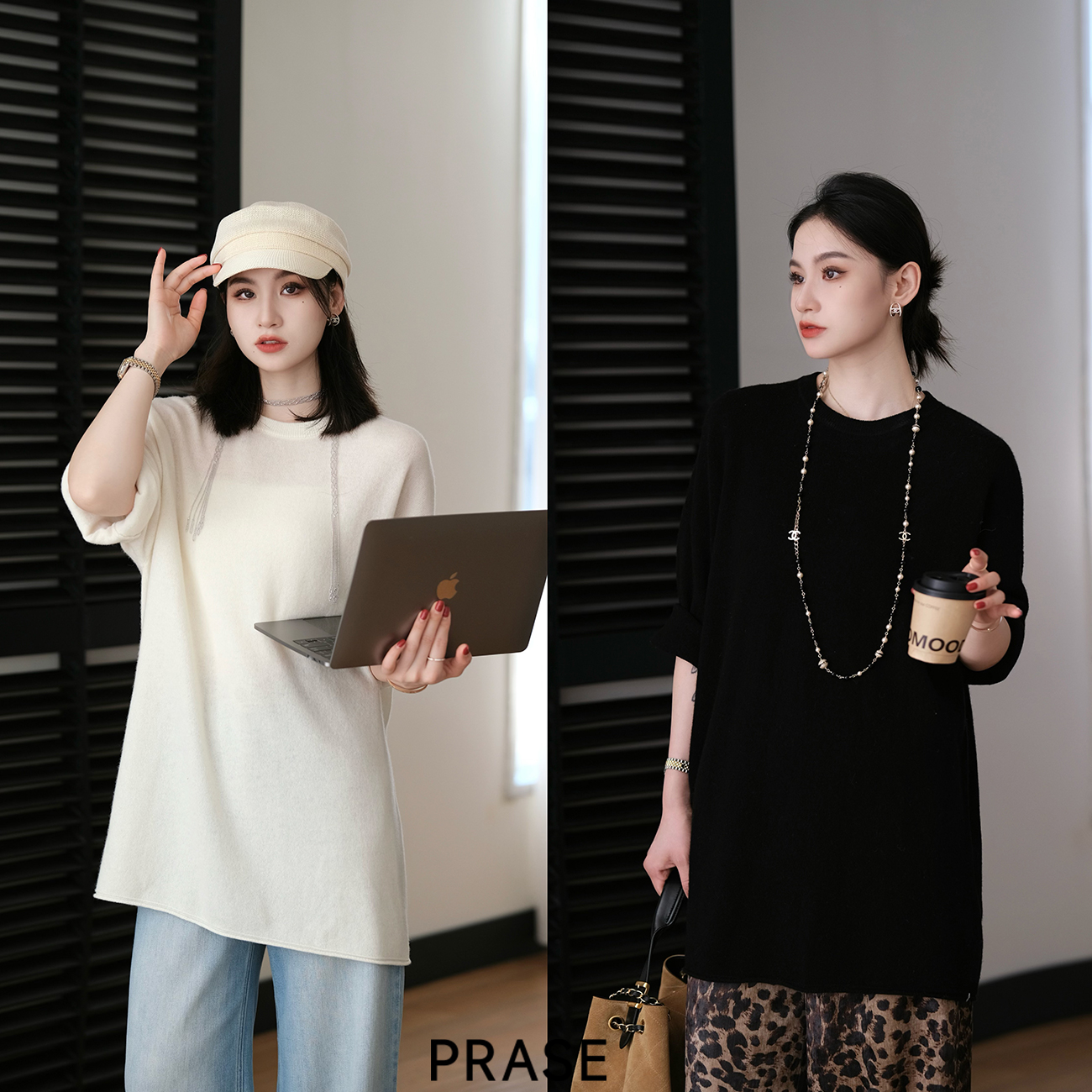 PRASE·噜【素雅情调】100羊毛微胖轻奢设计款秋气质毛织衫PR508C87