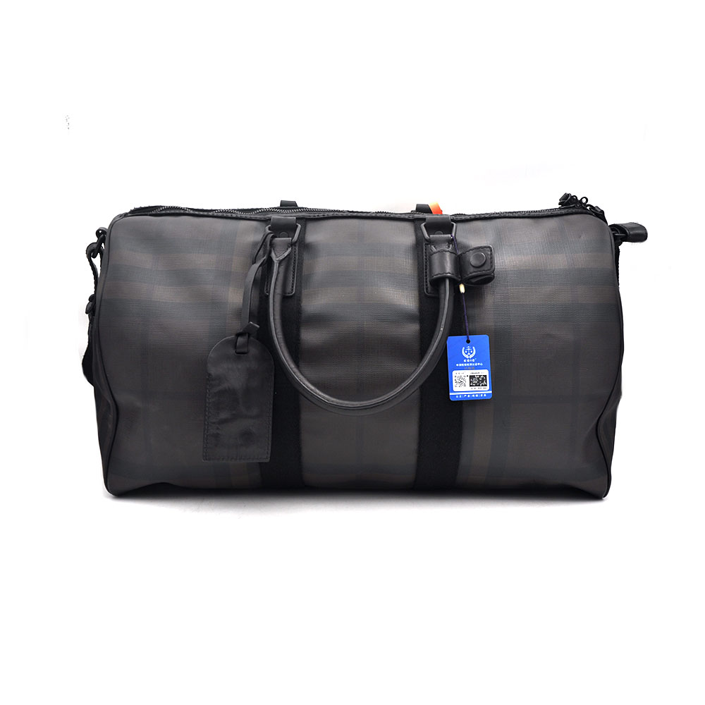 95新 BURBERRY/博柏利 97新棕色格纹手提肩带旅行袋50*29/21311