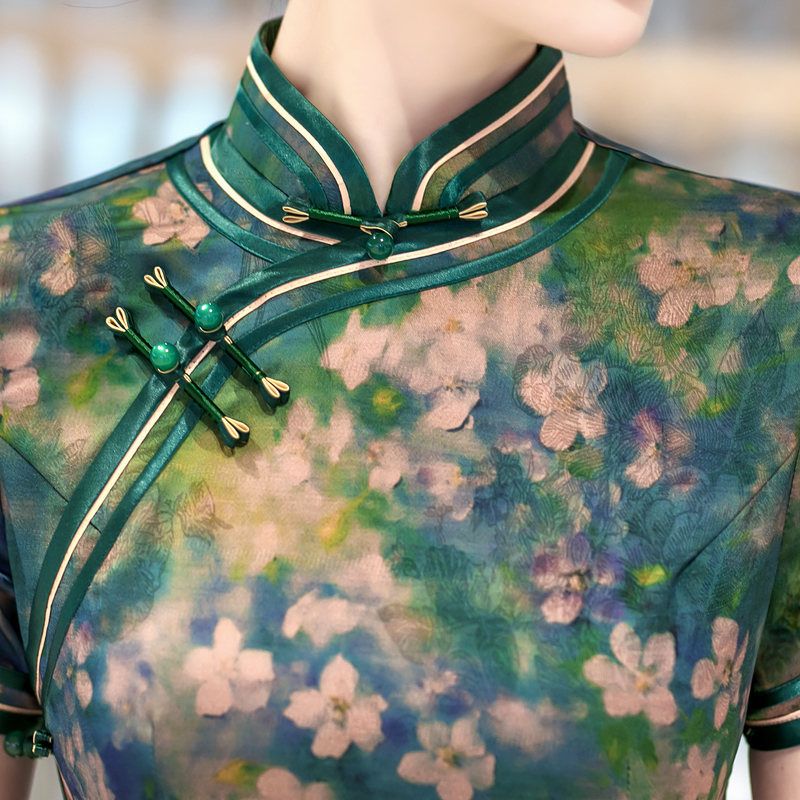 白幼秀新款2025复古时尚优雅中式立领港风款旗袍中国风旗袍5544